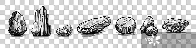岩石卵石石头线条雕刻轮廓图片素材
