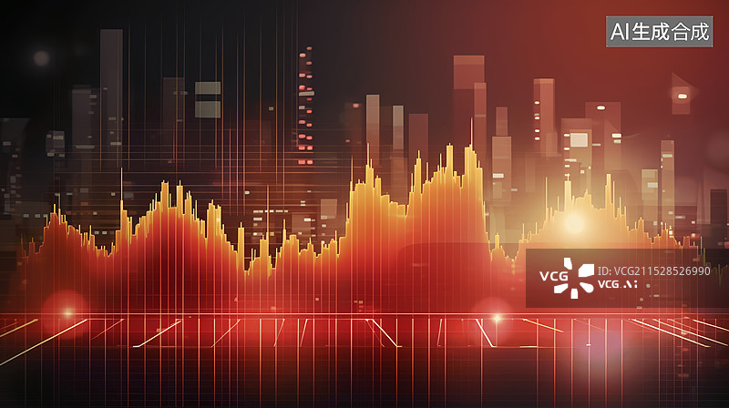 【AI数字艺术】智慧城市股市行情投资回报科技背景图片素材