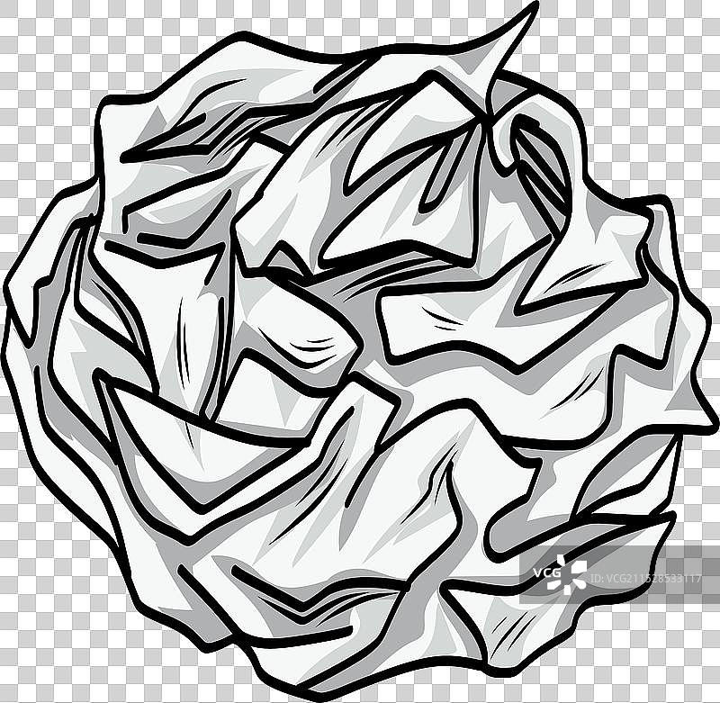 皱巴巴的纸球废物素描图片素材