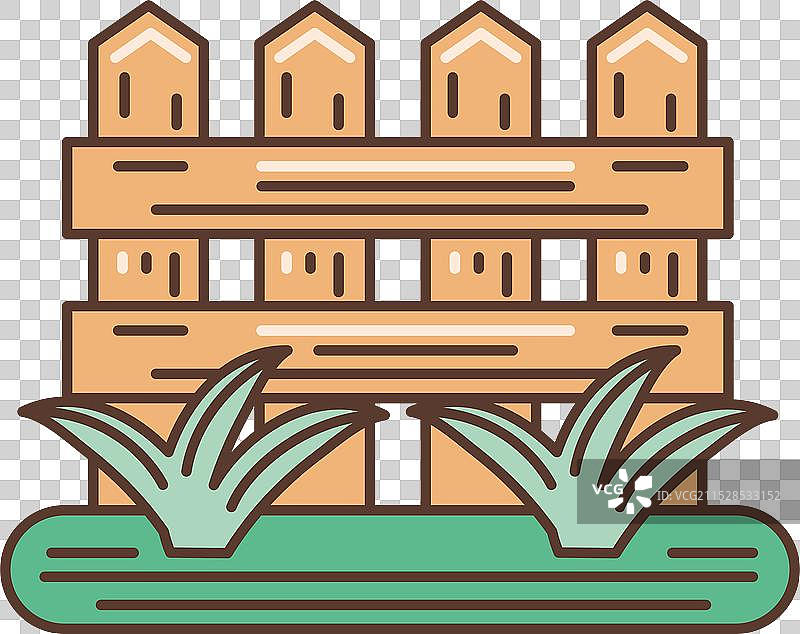 木栅栏和草地图片素材