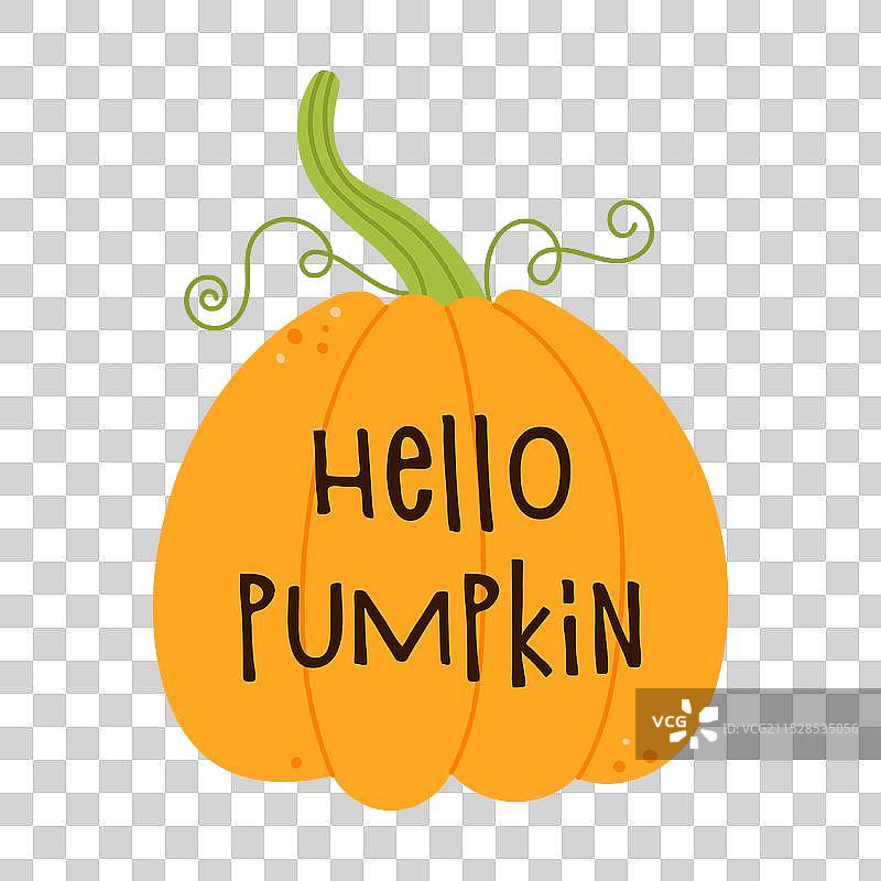可爱的秋天大橙色南瓜，你好，南瓜！图片素材