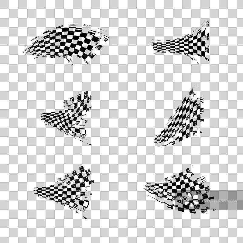 破旧的格子赛车元素套件图片素材