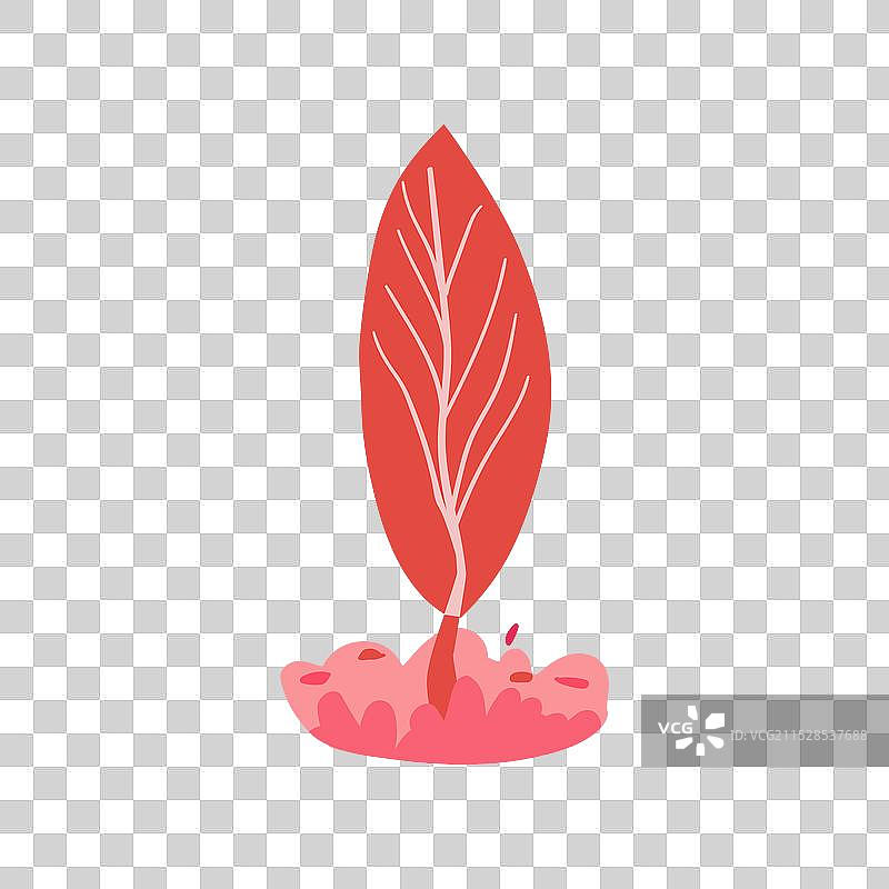 手绘的红柏树和简单的草地图片素材