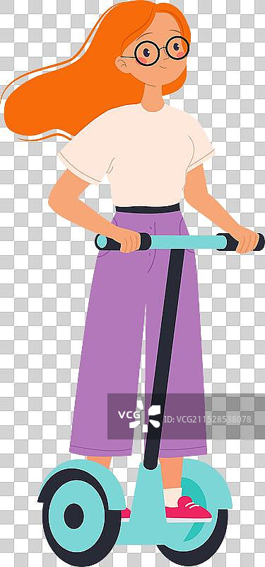 女性角色骑乘电动交通工具图片素材