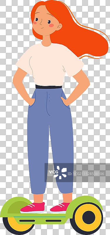 女性角色骑乘电动交通工具图片素材