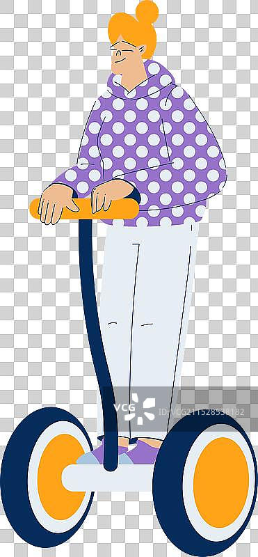 女性角色骑乘电动交通工具图片素材