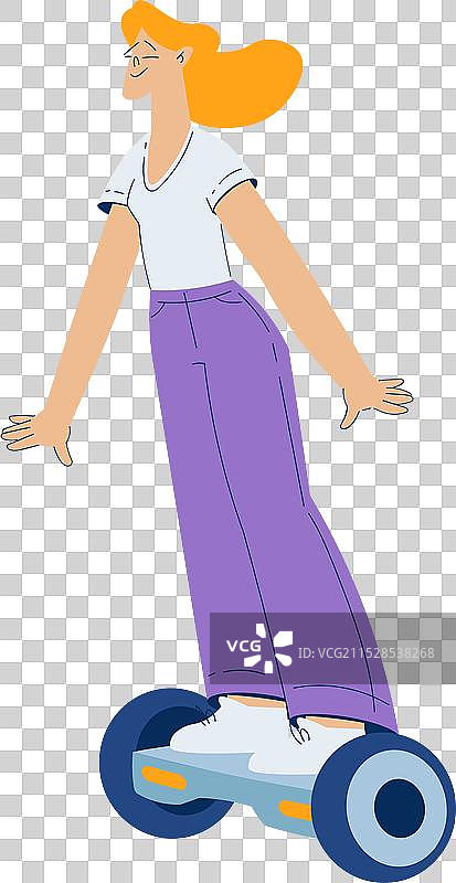 女性角色骑乘电动交通工具图片素材