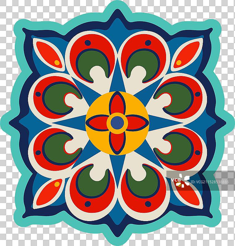 充满活力的对称传统墨西哥瓷砖图片素材