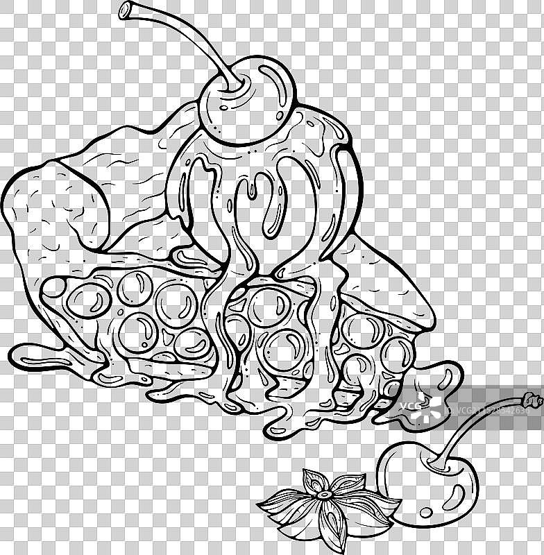 樱桃派的线条艺术图案图片素材