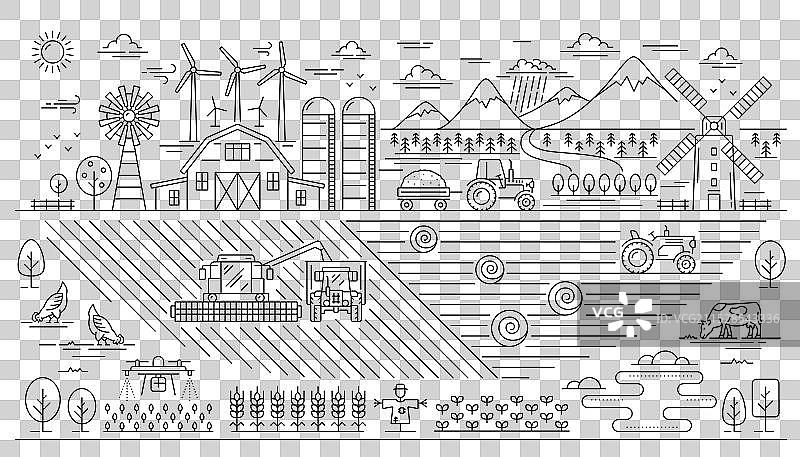 生态村的农业农田风景图片素材