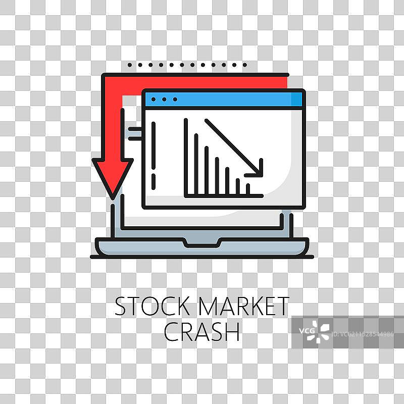 股市崩盘线条图标经济危机图片素材
