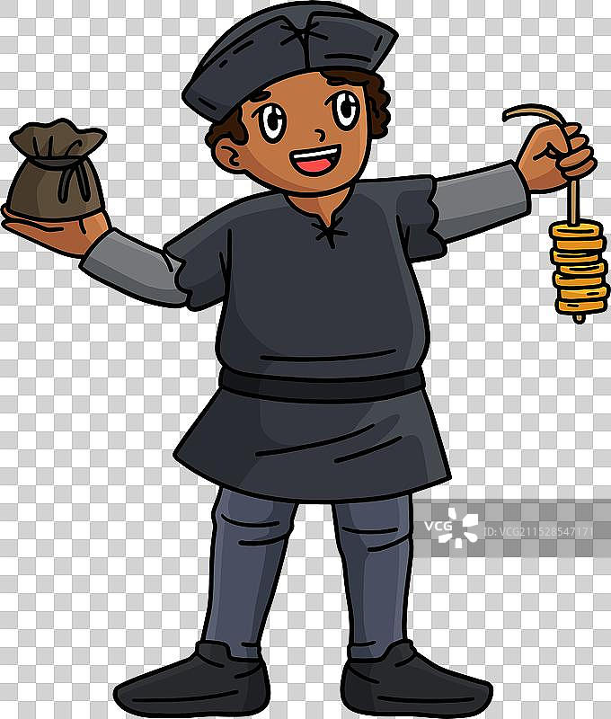 哥伦布日探险家与一串硬币的剪贴画图片素材