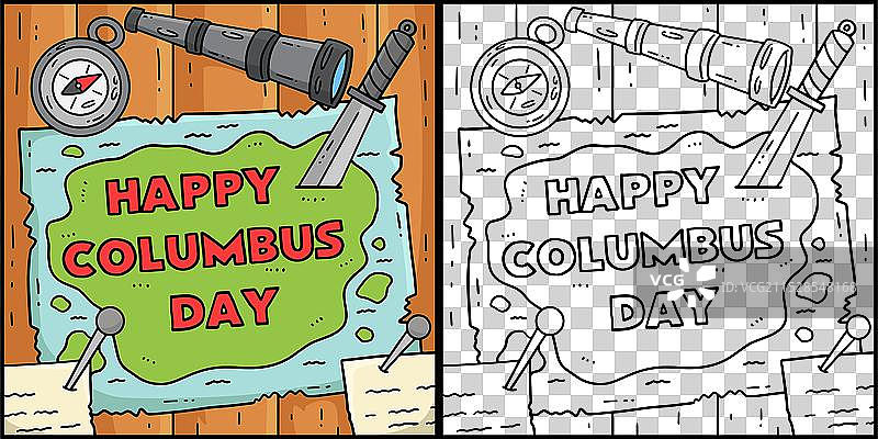 在地图上涂色庆祝哥伦布日图片素材