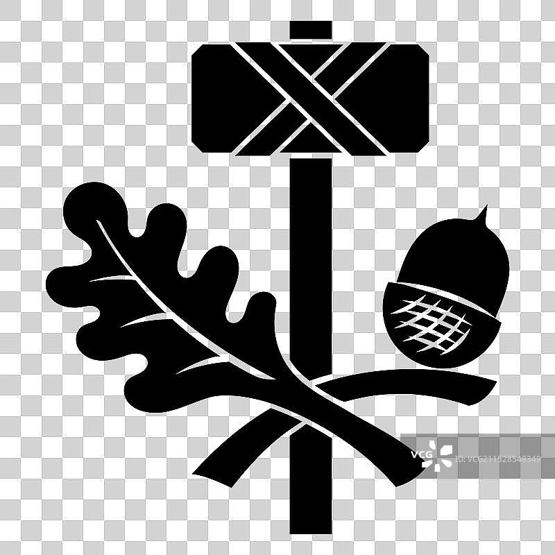 雷神之锤、橡树叶和橡果设计的橡树叶图片素材