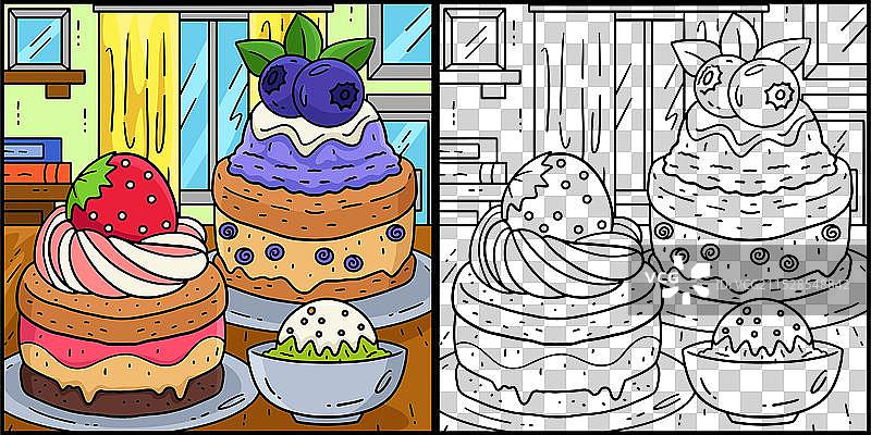 冰淇淋三明治涂色页图片素材