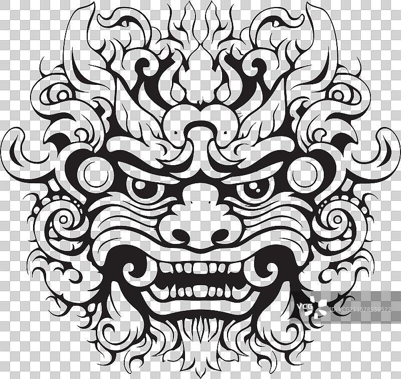 古老的巴厘岛博荣智慧标志图标，雄伟壮观图片素材