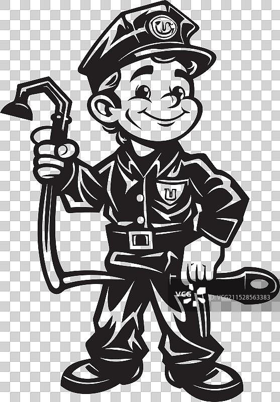 消防员锻造的熟练消防员标志图片素材