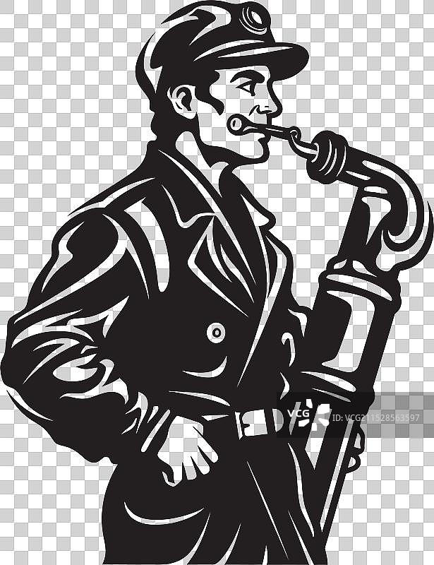 消防员边疆人标志，一个无畏的探险者图片素材