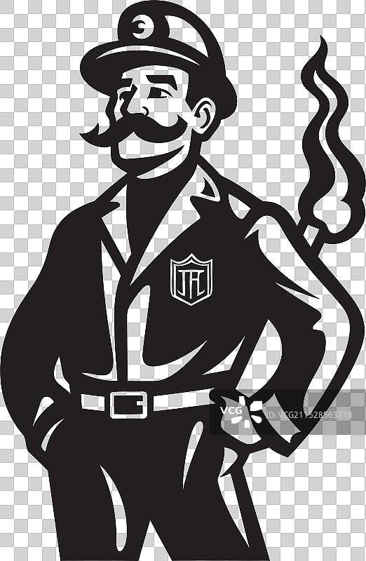 火焰拦截者卡通消防员标志图片素材