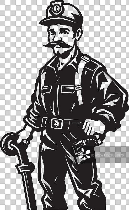 勇敢的指挥官卡通消防员正在带领团队图片素材