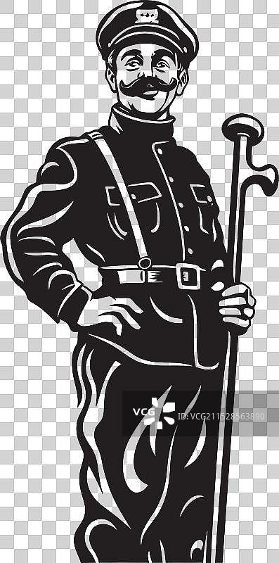 消防员边疆人标志，一个无畏的探险者图片素材