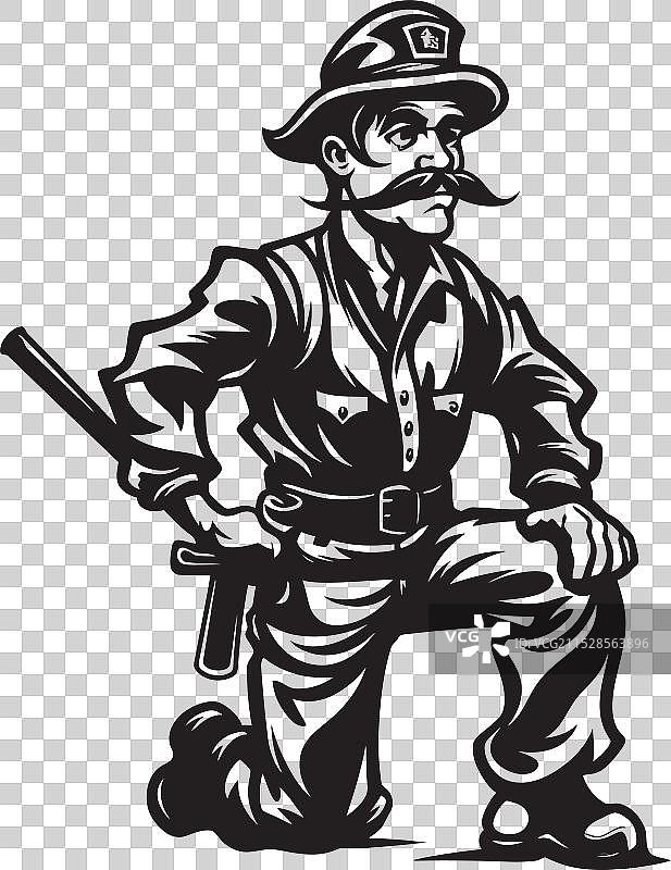 神秘的火焰人卡通徽章图片素材