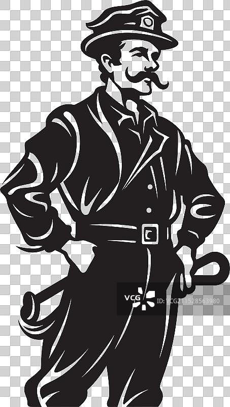 炽热的信号灯卡通消防员徽章作为象征图片素材