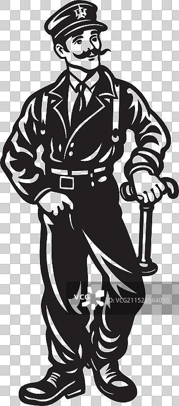 消防员边疆人标志，一个无畏的探险者图片素材