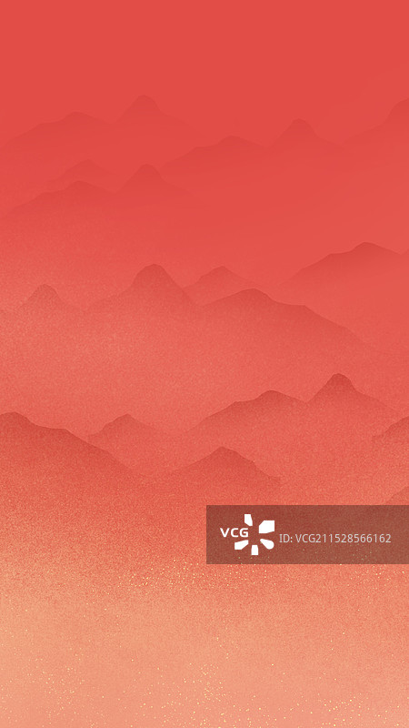 红色国潮风敦煌壁画中国风诗意江山淡雅山峰背景图片素材