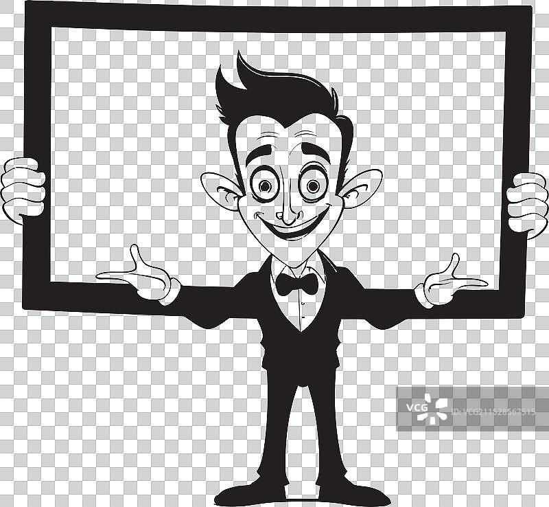 快乐的卡通人物山姆森手持标牌图片素材