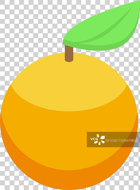 成熟的橙子水果与绿色叶子的等距图标图片素材