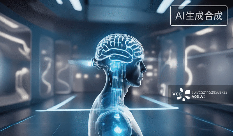 【AI数字艺术】未来科技与人类大脑的融合图片素材