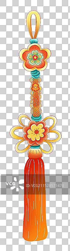 蛇年中国新年祝福贺卡年画 节日插画 中国结吊坠流苏创意设计元素图片素材