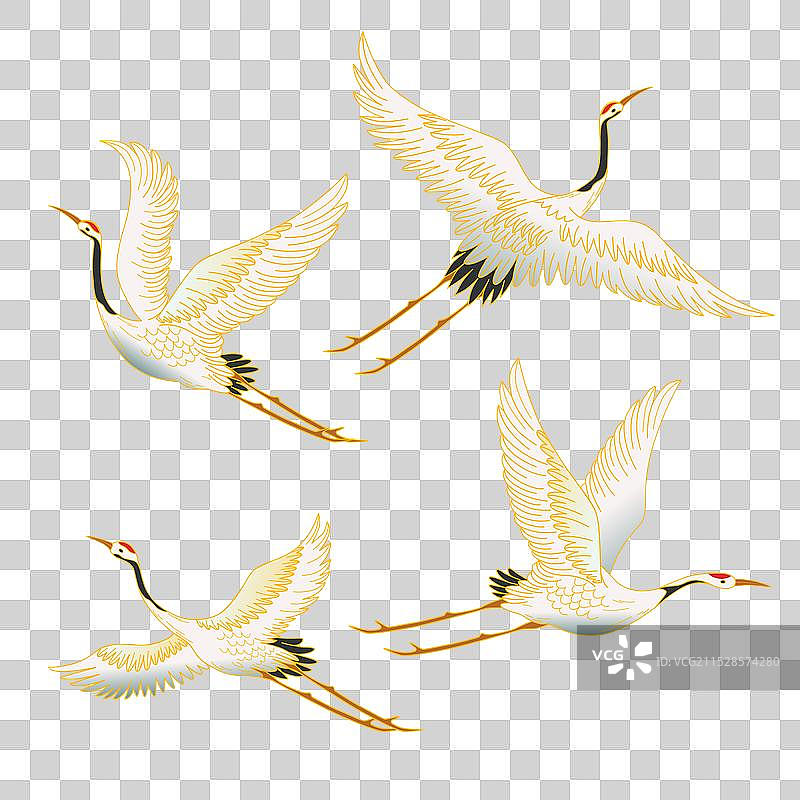 各种飞翔的仙鹤国潮国风海报设计元素图片素材