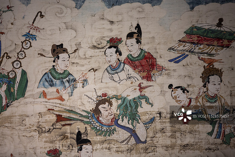 山西省盂县烈女祠清代“圣母出巡图”图片素材