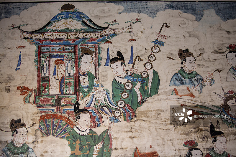 山西省盂县烈女祠清代“圣母出巡图”图片素材