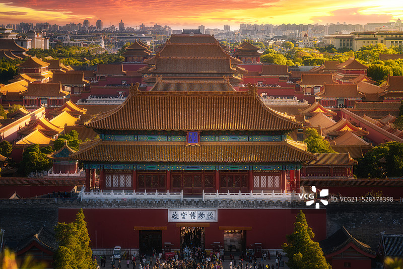 夕阳下的故宫博物院图片素材