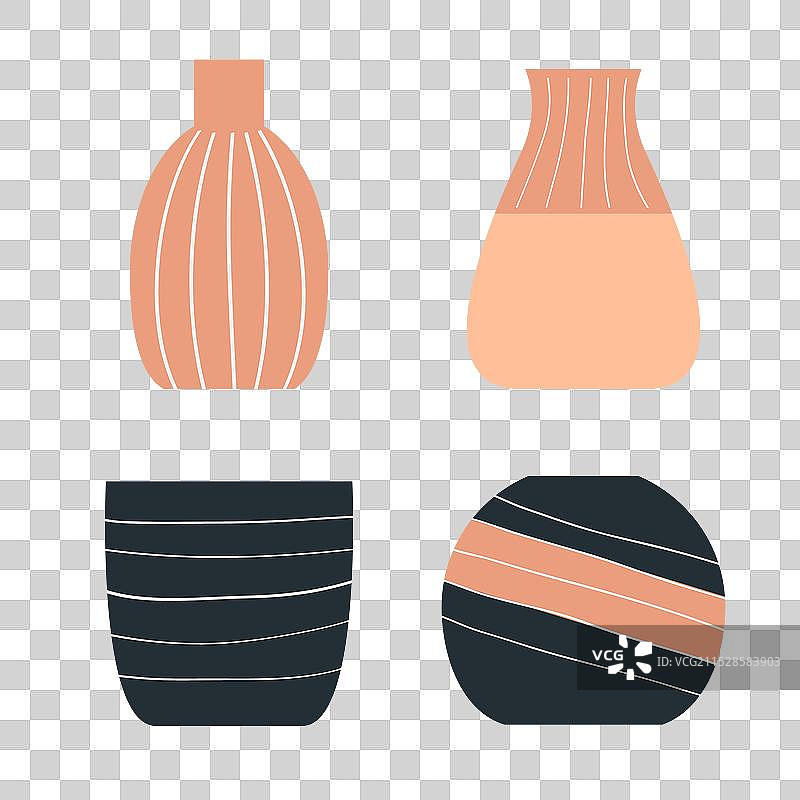 花瓶图标集：陶瓷、玻璃花瓶和陶艺作品图片素材