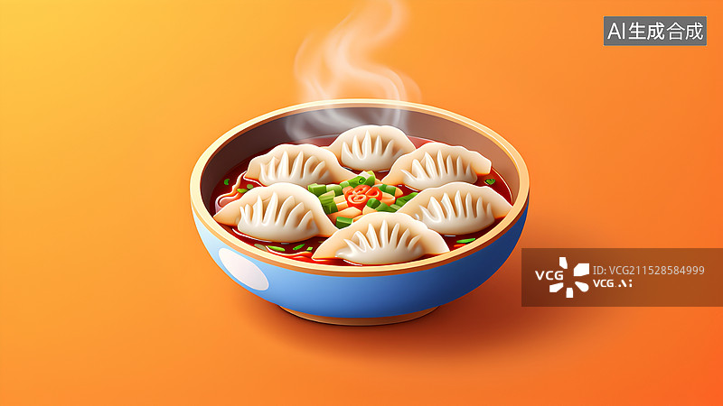 【AI数字艺术】热气腾腾的饺子插画壁纸图片素材