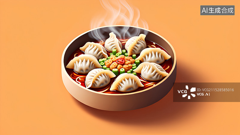 【AI数字艺术】热气腾腾的饺子插画壁纸图片素材