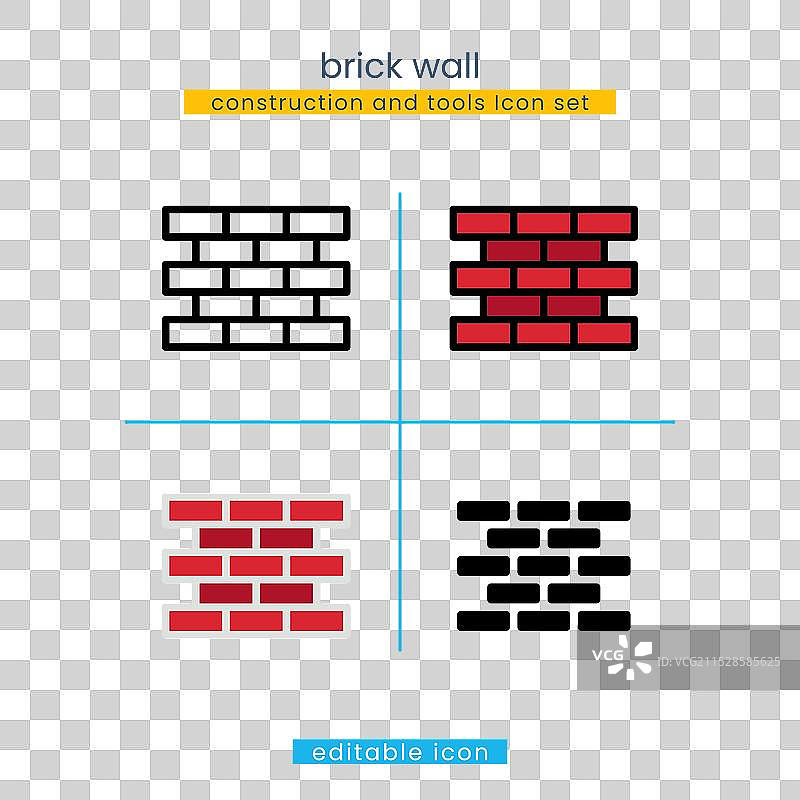 砖墙施工与工具图标图片素材