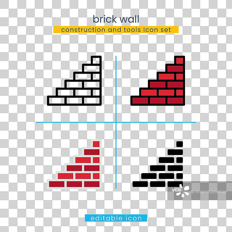 砖墙施工与工具图标图片素材