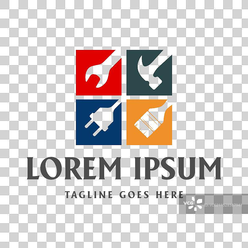 色彩丰富的简单修理服务与锤子图片素材