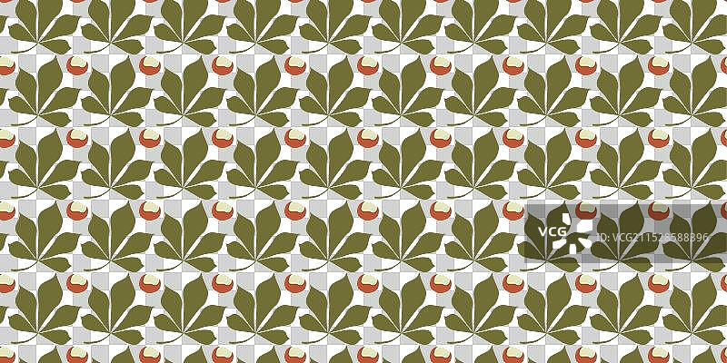 秋天的栗子叶和坚果无缝图案图片素材