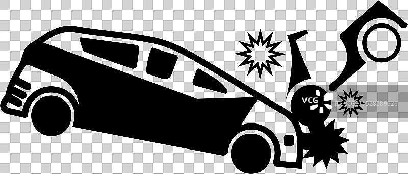 汽车事故：男子驾驶汽车撞倒行人图标图片素材