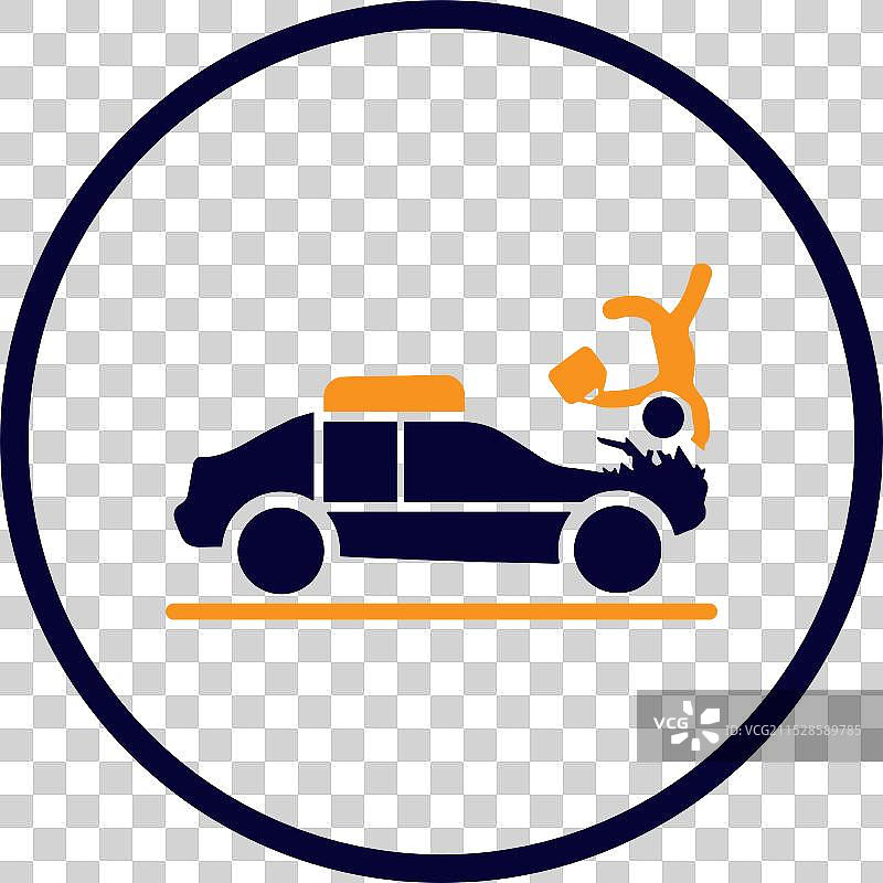 汽车事故：男子被汽车撞倒的行人图标图片素材