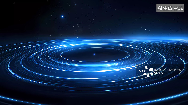 【AI数字艺术】宇宙蓝色发光光圈背景图片素材