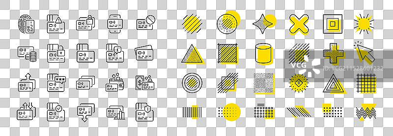 信用卡线条图标 非现金支付 提款图片素材