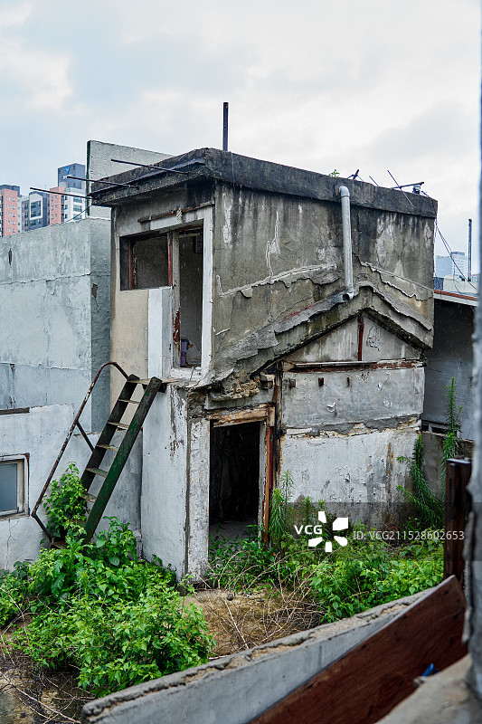 韩国，阴天，背景，废弃房屋，无人，古老图片素材