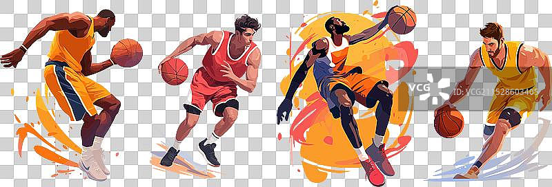 卡通篮球运动员动态形象设置图片素材